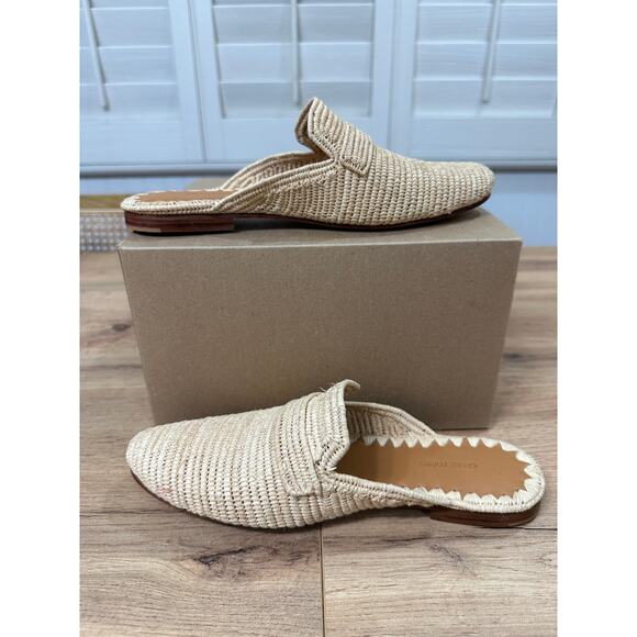 Carrie Forbes Tapa Woven Raffia Loafer Mules Natural Woven Raffia Size 8 US NWOT - Picture 11 of 15